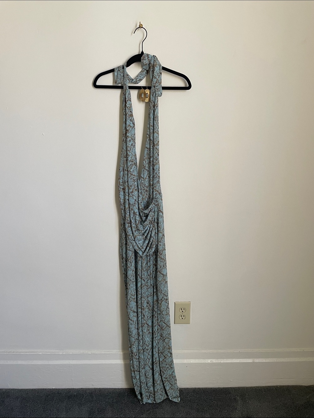 RESA Light Blue Floral Halter Maxi Dress